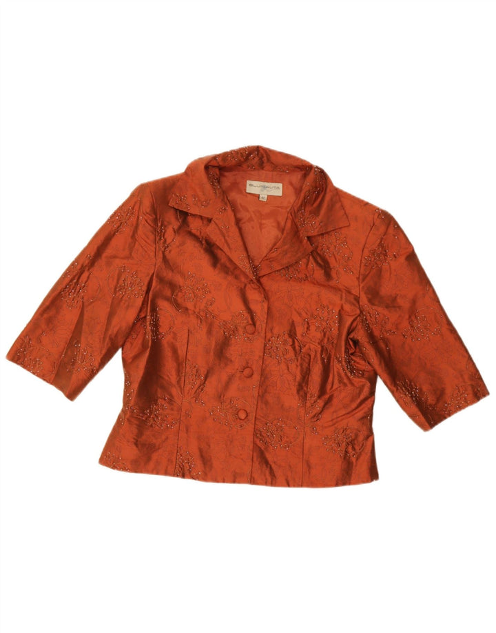 Blunauta Damen 4-Knopf-3-teiliges Set IT 42 Medium W28 Orange Blumenseide