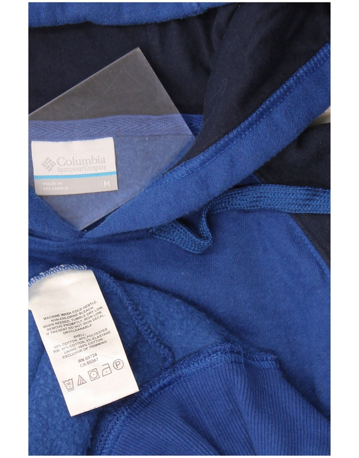 COLUMBIA Mens Hoodie Jumper Medium Blue Colourblock Cotton