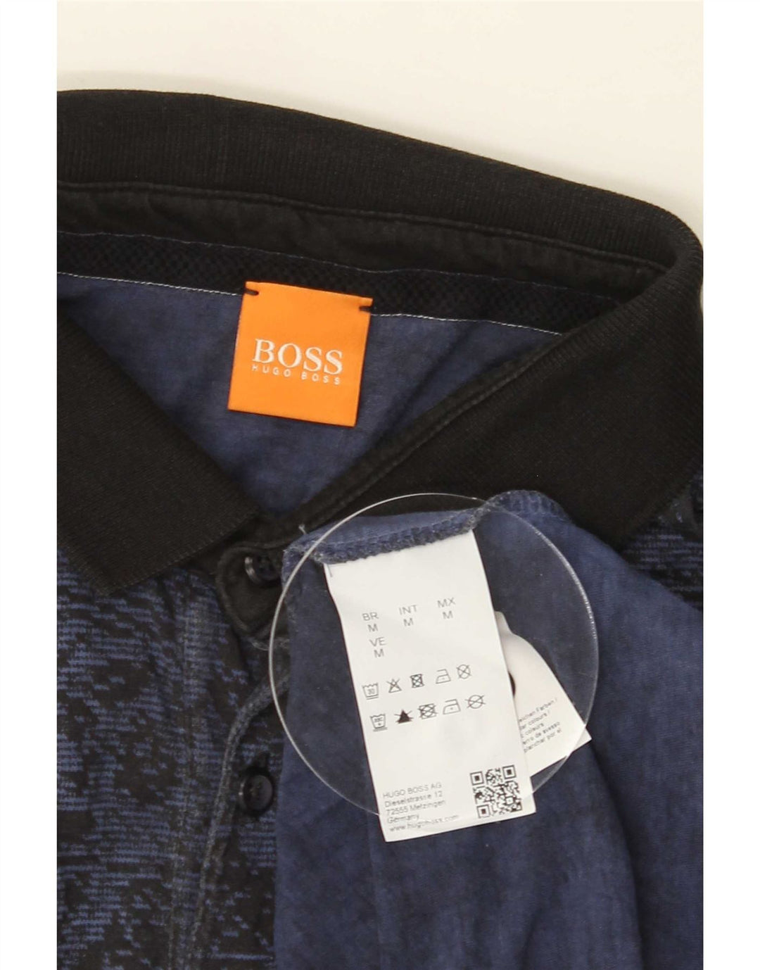 Hugo Boss Herren-Poloshirt aus mittlerer marineblauer Baumwolle mit Blumenmuster