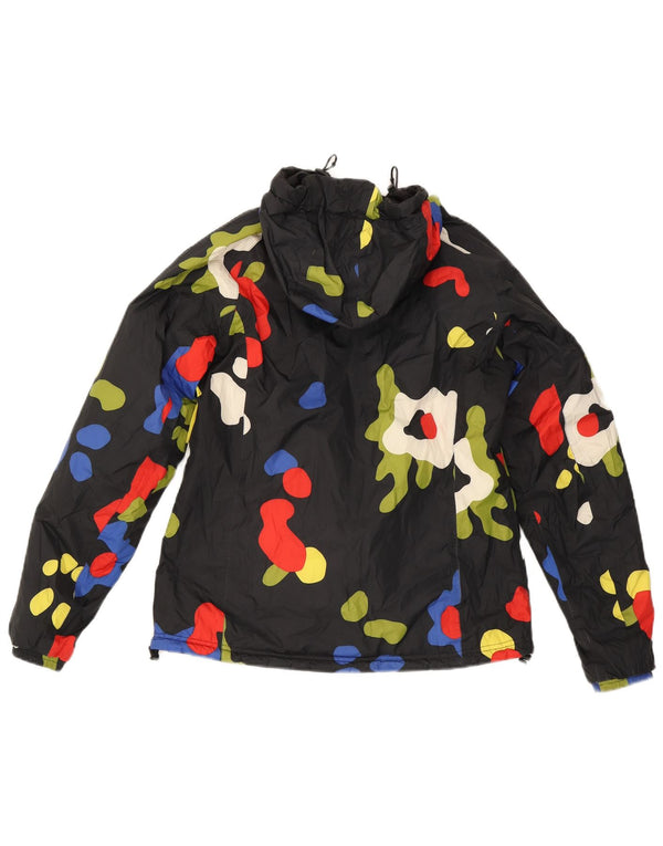 K-Way Wendejacke mit Kapuze für Mädchen, 5–6 Jahre, schwarzes Blumenmuster