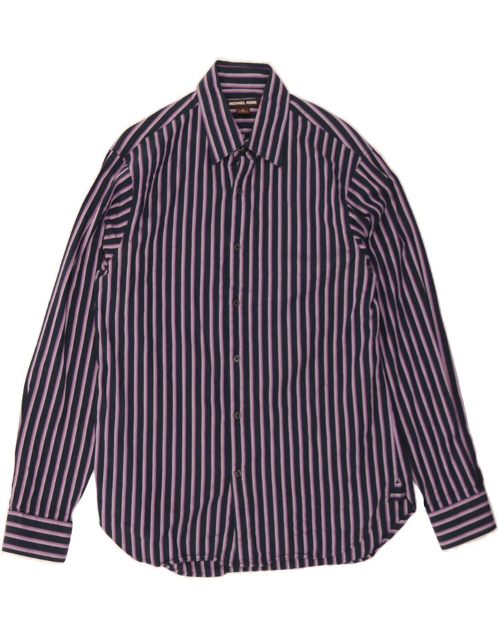 MICHAEL KORS Mens Flannel Shirt Medium Navy Blue Striped Cotton Vintage Michael Kors and Second-Hand Michael Kors from Messina Hembry 