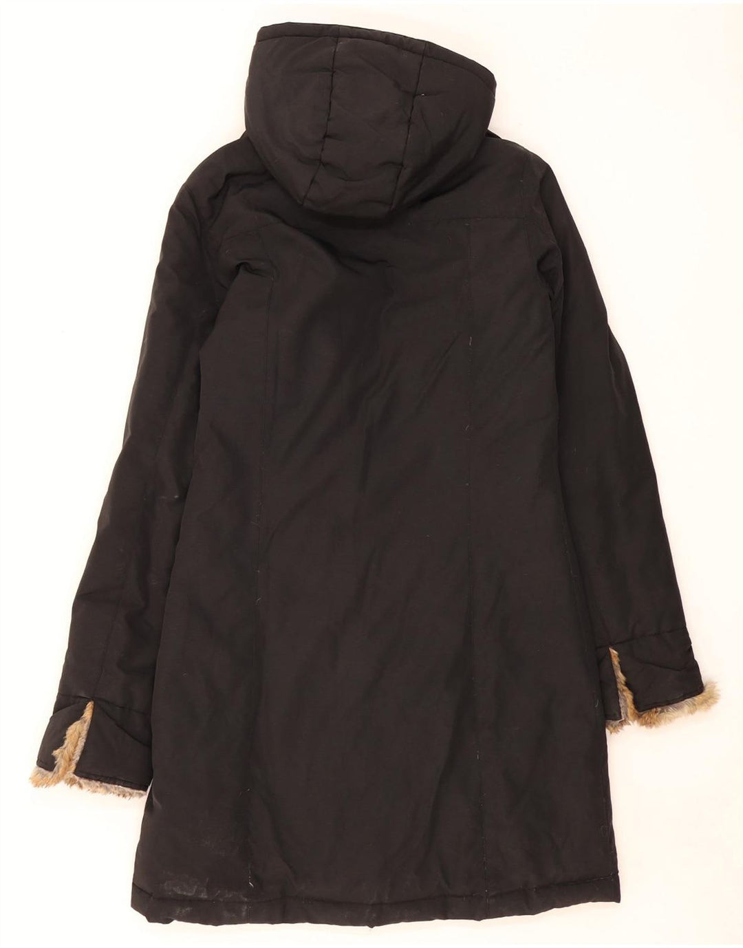 Woolrich Herren-Mantel mit Kapuze, gepolstert, Größe 36, Größe S, Schwarz, Baumwolle