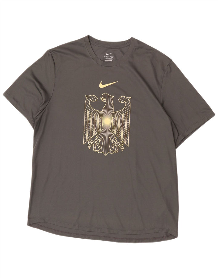Nike Herren Dri Fit Grafik-T-Shirt-Oberteil, großes graues Polyester