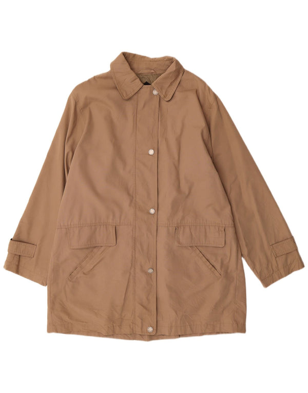London Fog Womens Loose Fit Overcoat UK 14 Medium Brown Cotton