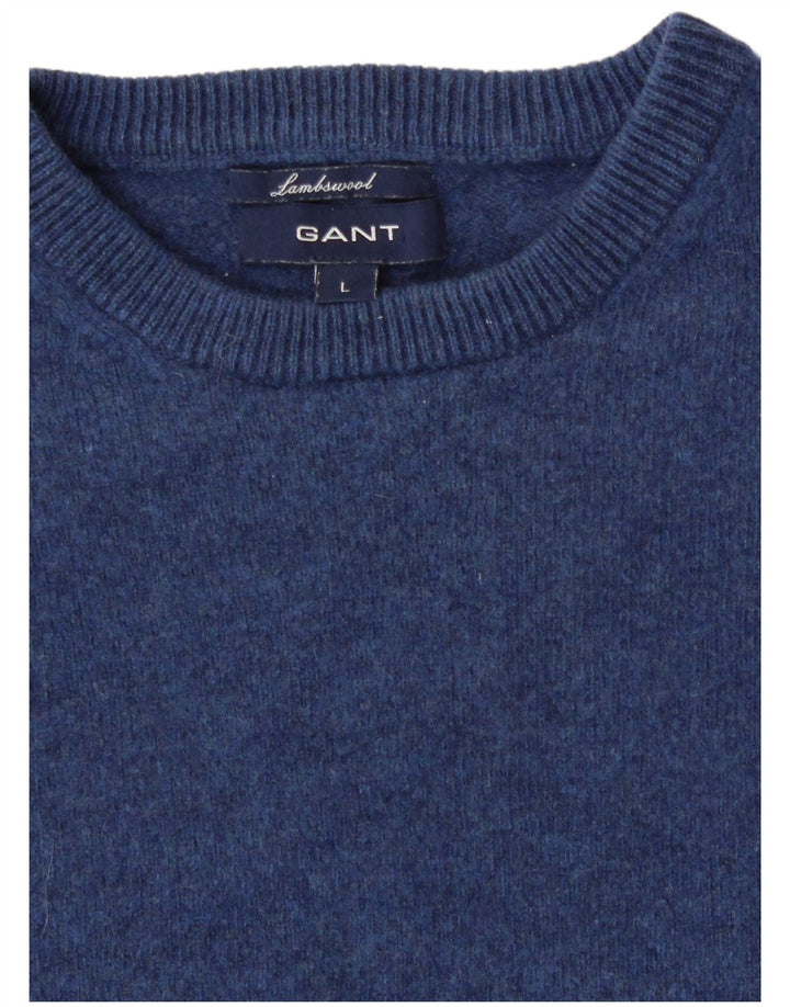 GANT Jungen-Pullover mit Rundhalsausschnitt, 12–13 Jahre, groß, blaue Lammwolle