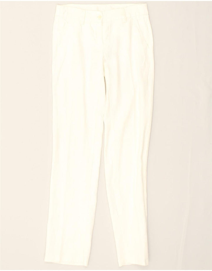 BENETTON Womens Slim Casual Trousers W27 L31 White Linen | Vintage Benetton | Thrift | Second-Hand Benetton | Used Clothing | Messina Hembry 