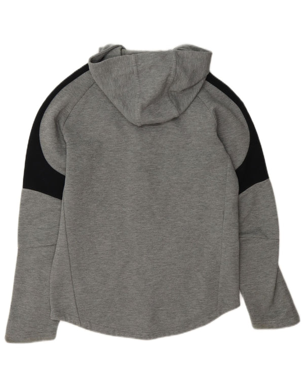 Puma Jungen-Kapuzenpullover mit Reißverschluss, 13–14 Jahre, graue Farbblock-Baumwolle