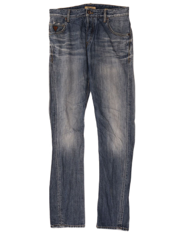 Guess Herren Slim Jeans W30 L34 Blaue Baumwolle