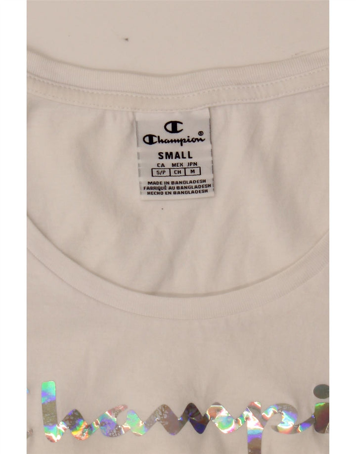 CHAMPION Womens Graphic T-Shirt Top UK 10 Small White Vintage Champion and Second-Hand Champion from Messina Hembry 