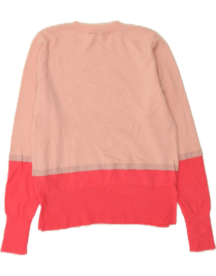 OASIS Womens Crew Neck Jumper Sweater UK 14 Medium Pink Colourblock Vintage Oasis and Second-Hand Oasis from Messina Hembry 