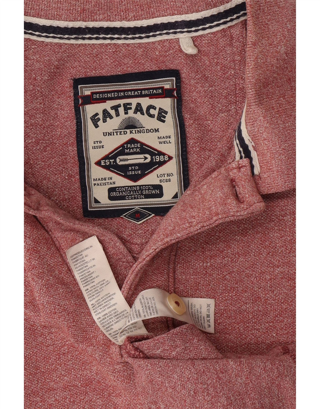 Fat Face Herren-Poloshirt aus mittelrot gesprenkelter Baumwolle