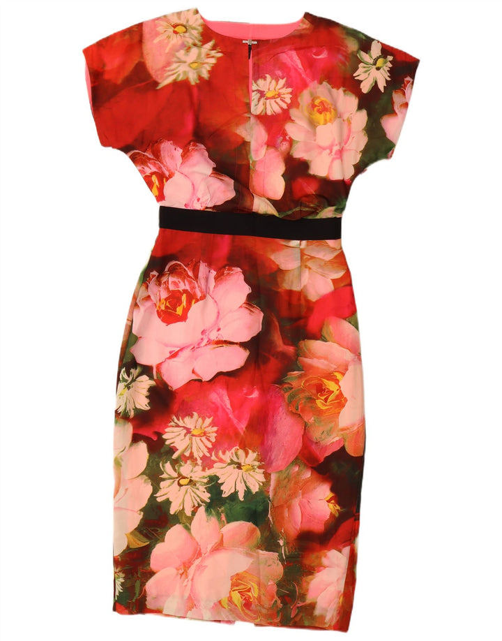 Ted Baker Damen-Etuikleid, Größe 2, klein, mehrfarbig, Blumenmuster, Polyester