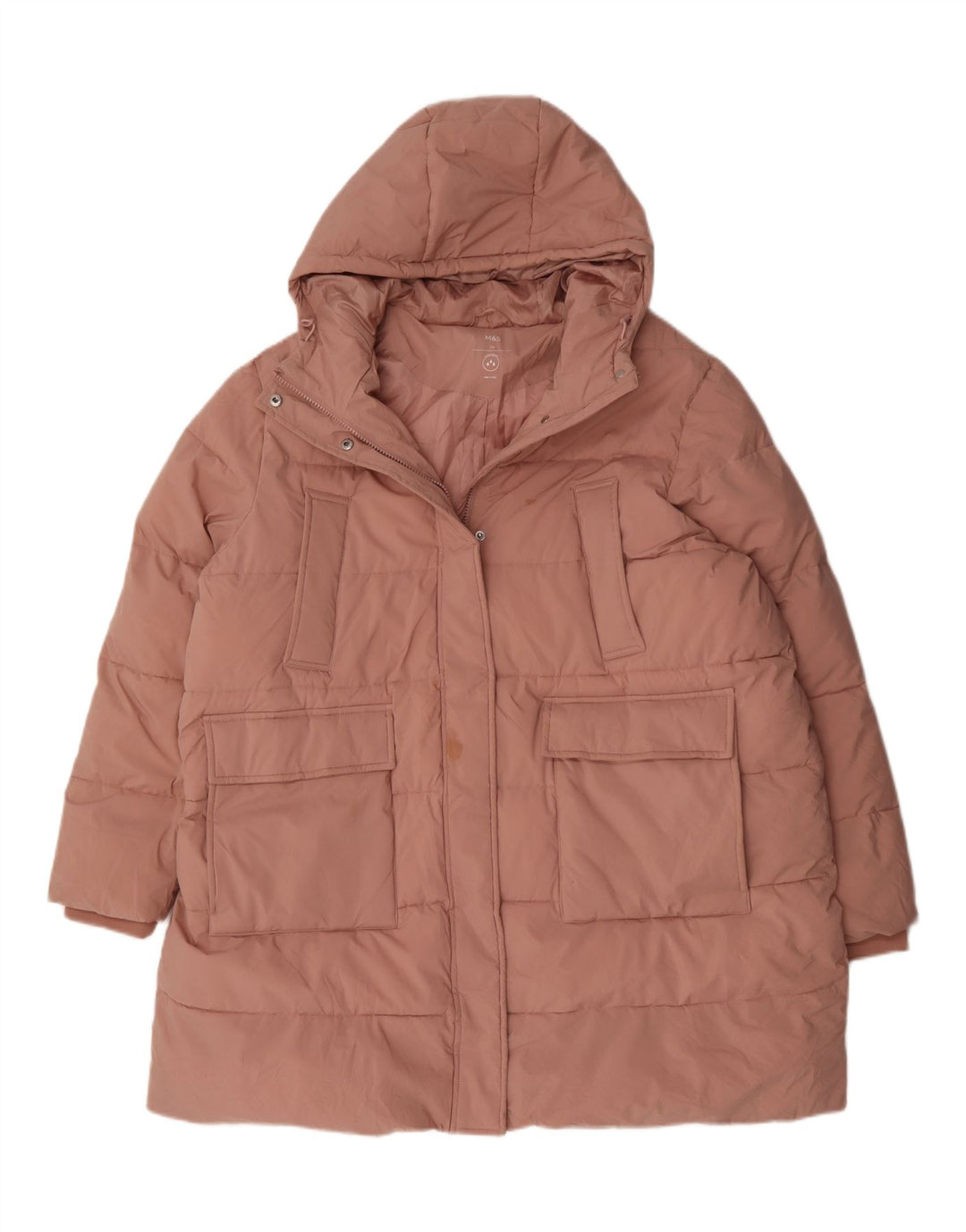 Marks & Spencer Wattierter Damenmantel mit Kapuze, UK 24 4XL, Rosa, Polyester