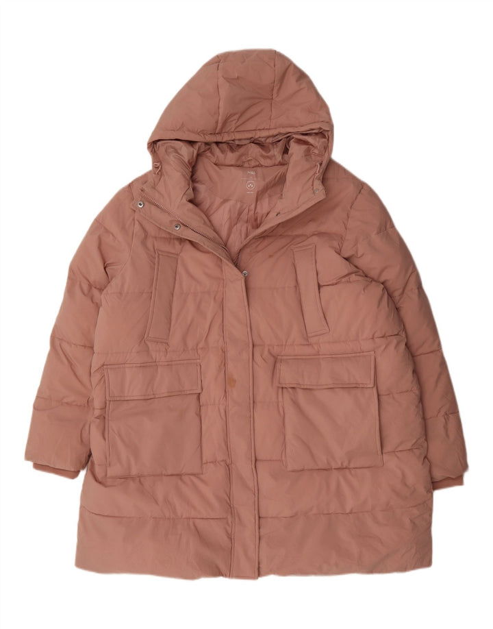 Marks & Spencer Wattierter Damenmantel mit Kapuze, UK 24 4XL, Rosa, Polyester