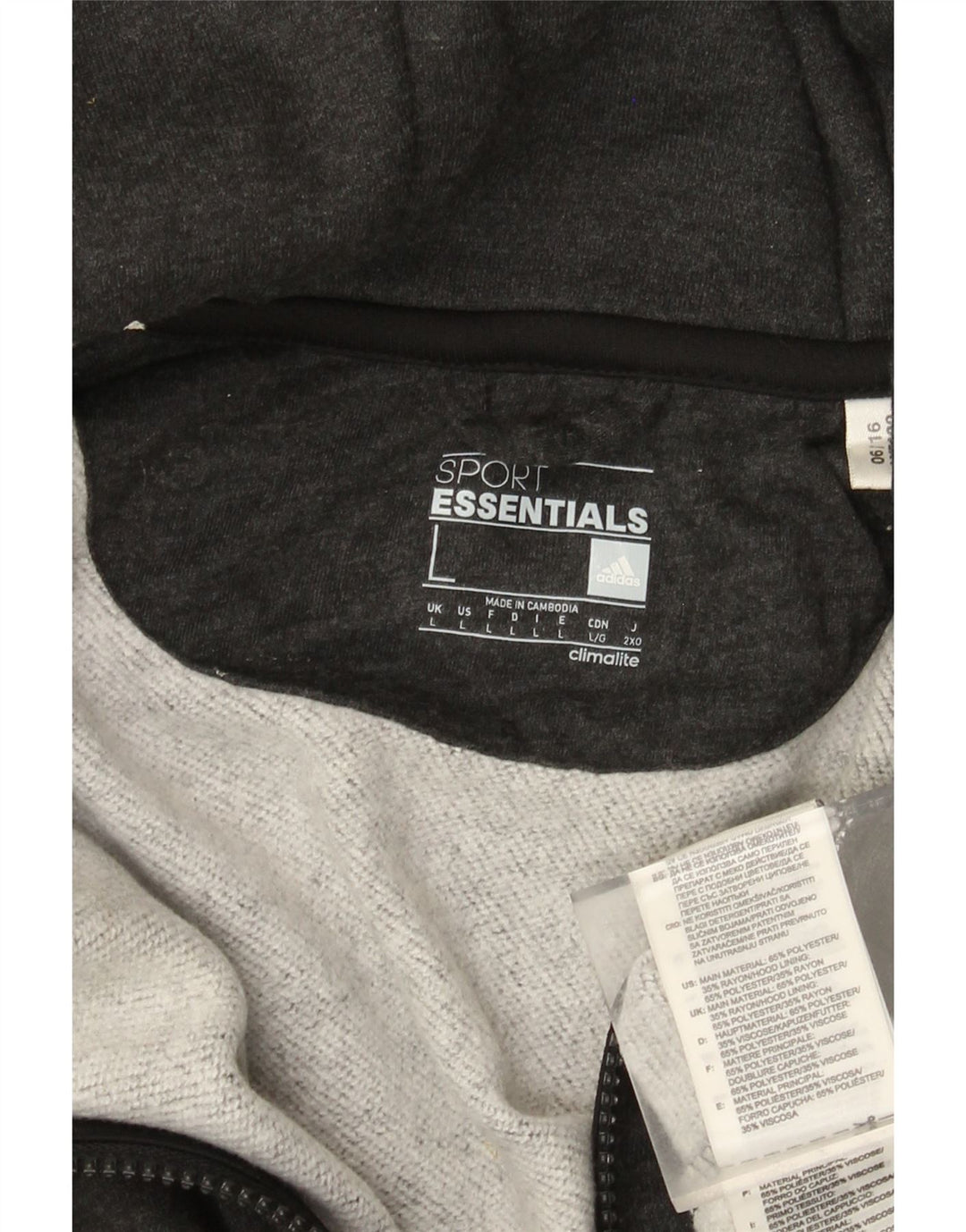 Adidas Herren-Kapuzenpullover mit Reißverschluss, groß, grau, Polyester