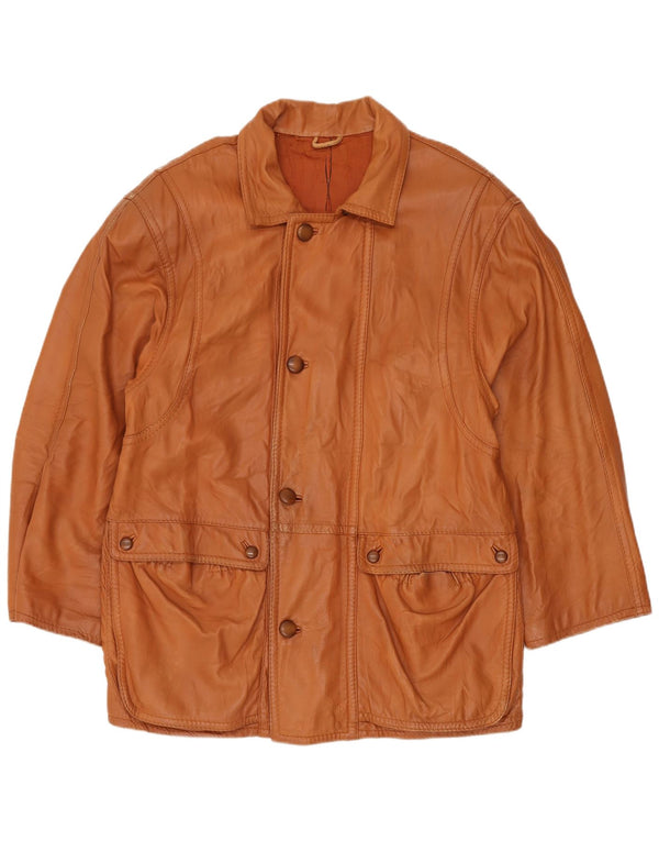 VINTAGE Herren Ledermantel IT 54 2XL Braunes Leder