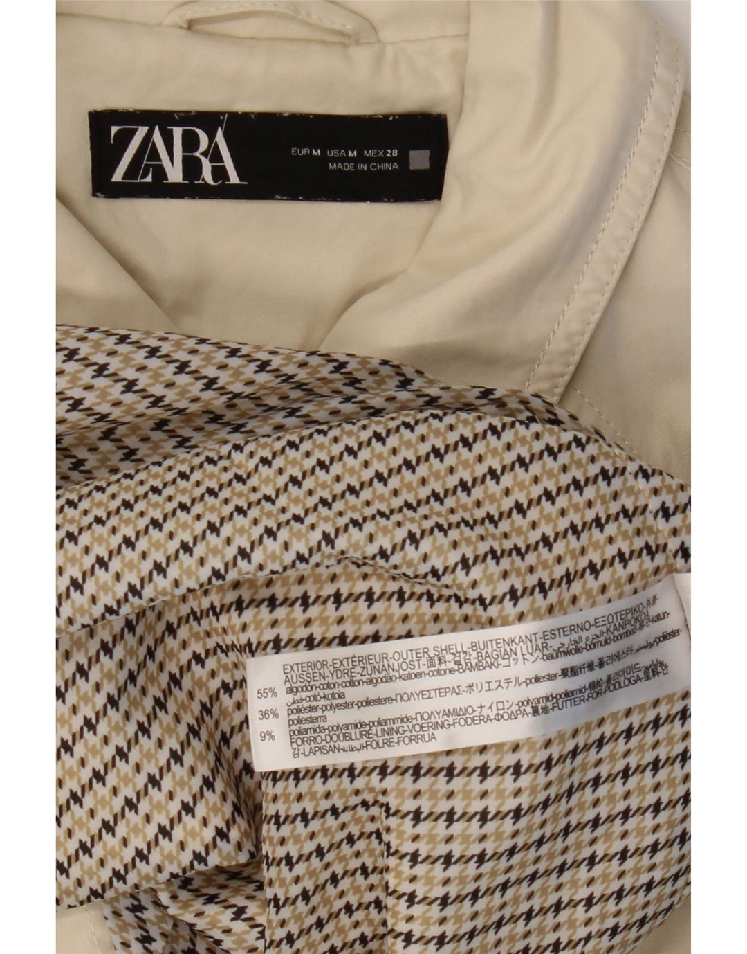 Zara Damen Trenchcoat UK 14 Mittelbeige Baumwolle