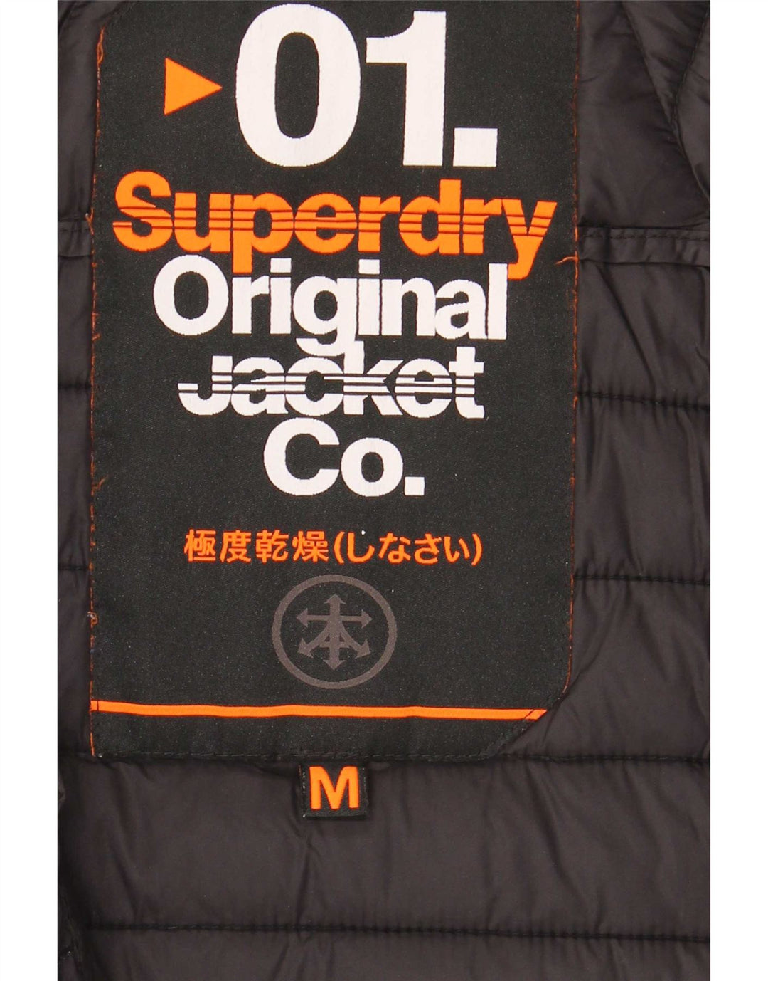 Superdry wattierte Herrenjacke mit Kapuze, UK 38, Mittelschwarz, Farbblock