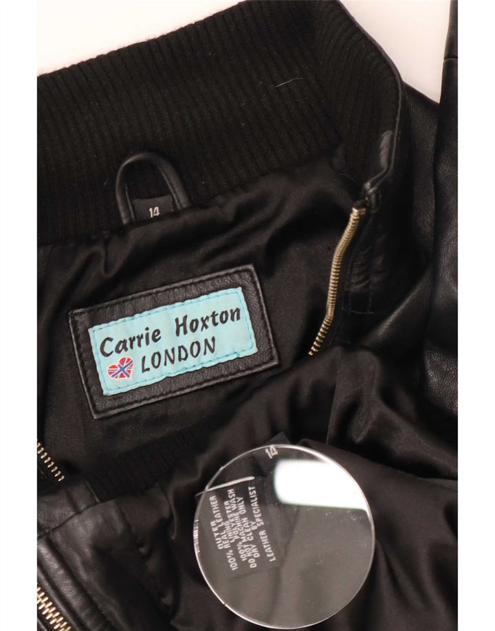 Carrie Hoxton Damen Lederjacke UK 14 Medium Schwarz