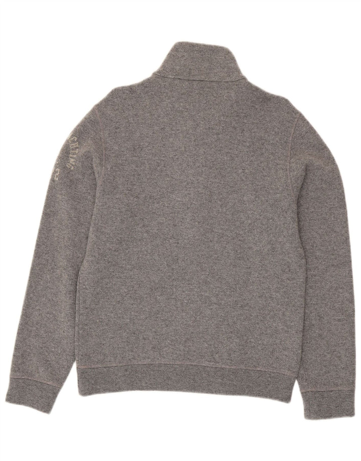 Marina Yachting Herren-Pullover mit grafischem Knopfkragen, Mittelgrau meliert