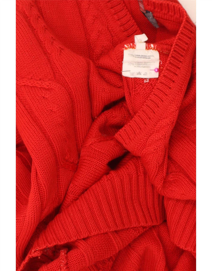 Il Granchio Herren-Pullover mit normaler Passform und V-Ausschnitt aus mittelroter Wolle