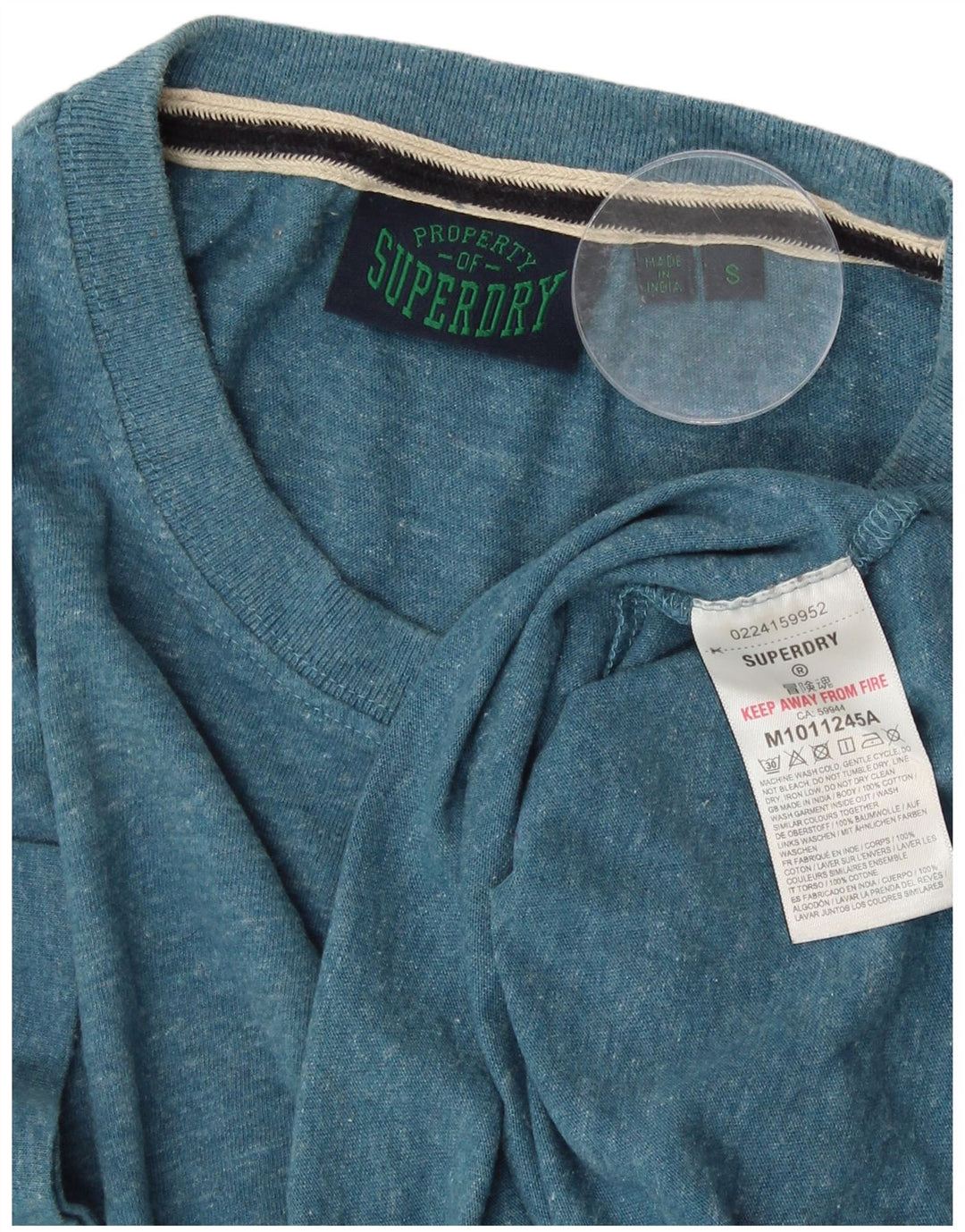 SUPERDRY Herren-T-Shirt-Oberteil, klein, blau gesprenkelte Baumwolle