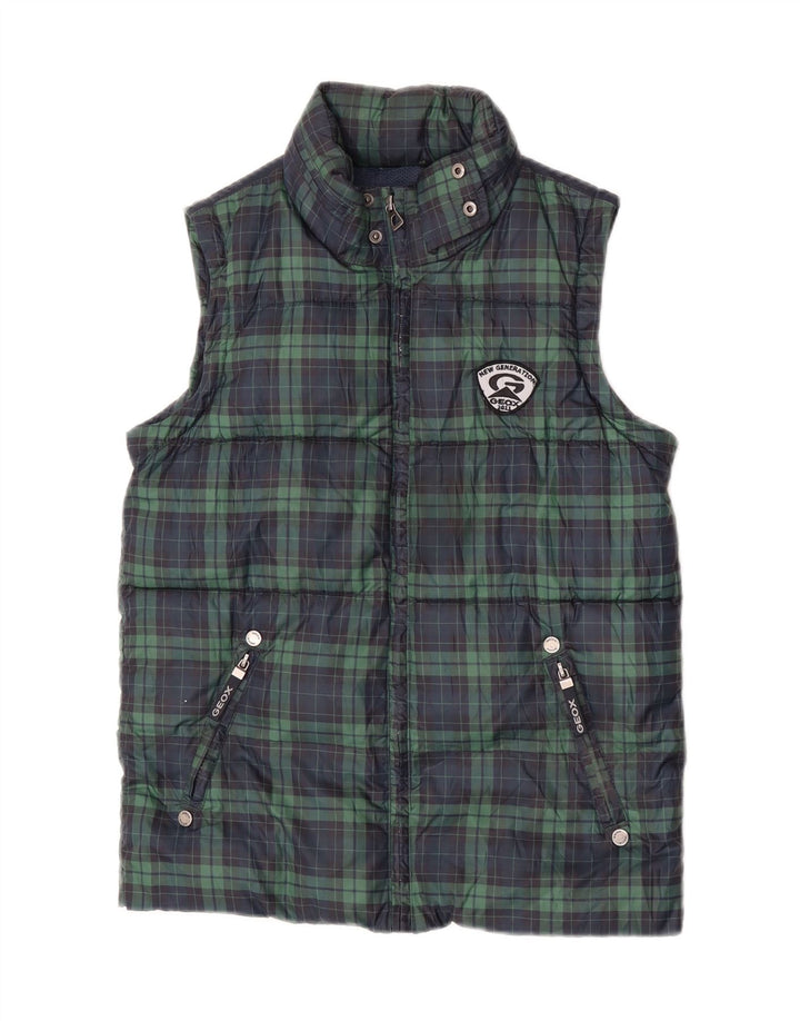 Wattierte Weste für Jungen von Geox, 9–10 Jahre, grün kariertes Polyester