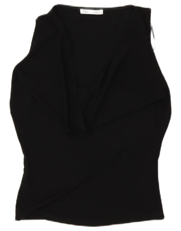 Ärmelloses Blusenoberteil für Damen von Zara, UK 12, Mittelschwarz, Polyester