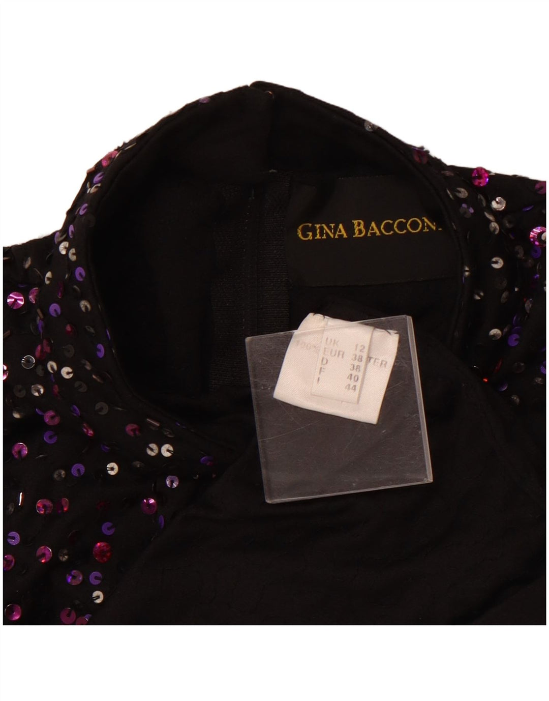 GINA BACCONI Damen ärmelloses Blusenoberteil UK 12 Medium Schwarz gepunktet