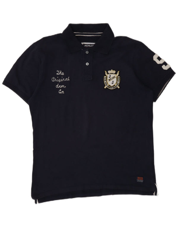 Jack & Jones Herren-Poloshirt mit Grafik, XL, Marineblau, Baumwolle