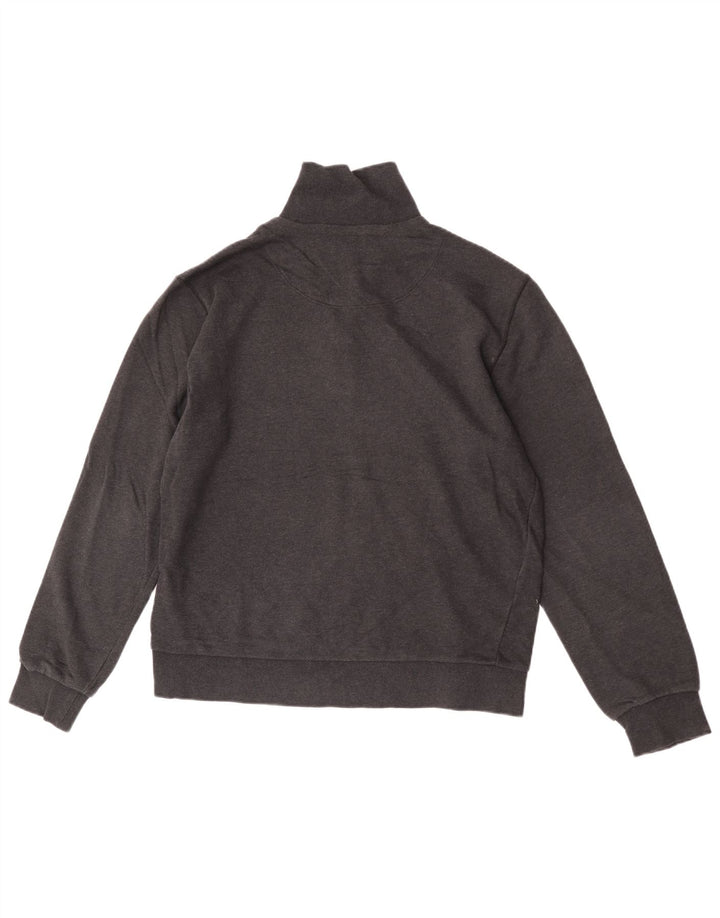 Hugo Boss Herren-Sweatshirt mit Reißverschluss am Hals, mittelgraue Baumwolle