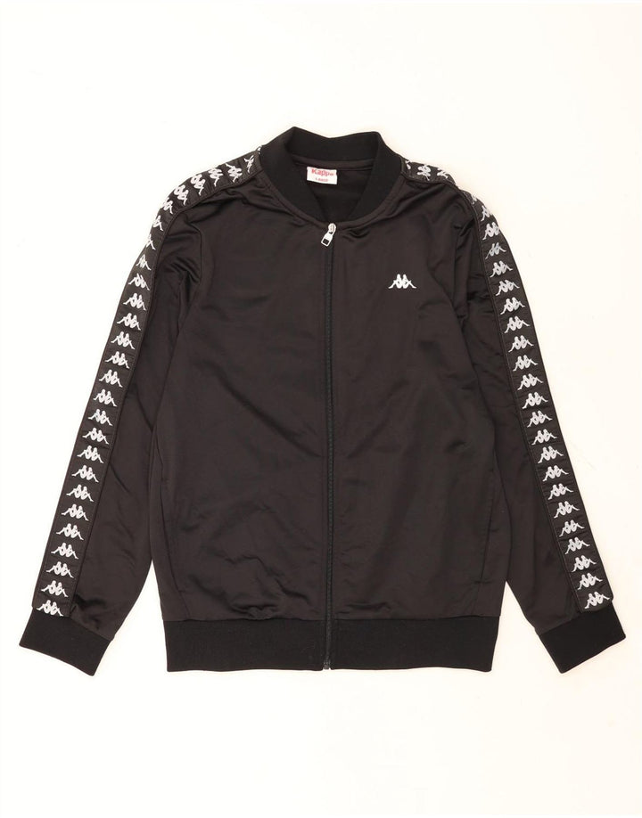 Kappa Herren-Trainingsanzug mit grafischem Oberteil, groß, aus schwarzem Polyester