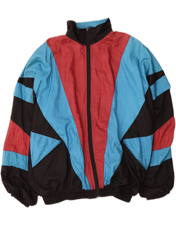 Vintage Herren-Trainingsanzug-Top-Jacke, mittelgroß, mehrfarbig, Colourblock-Nylon