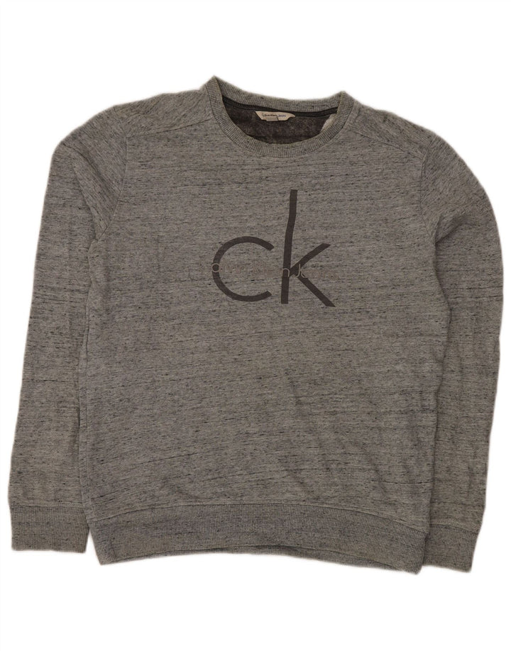 CALVIN KLEIN JEANS Herren-Sweatshirt mit Grafik, Größe S, Grau meliert