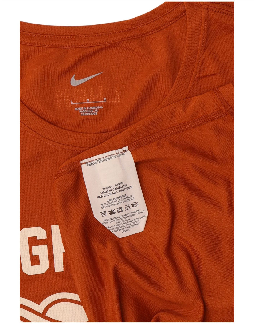 NIKE Damen Grafik-T-Shirt Top UK 14 Large Orange Polyester