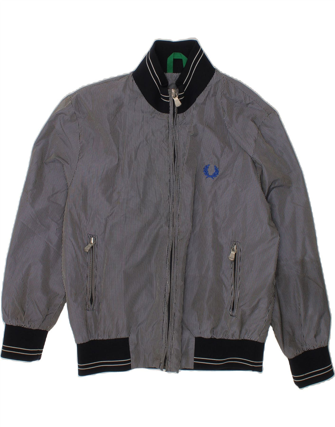 FRED PERRY Boys Bomber Jacket 7-8 Years Black Gingham Nylon Vintage Fred Perry and Second-Hand Fred Perry from Messina Hembry 