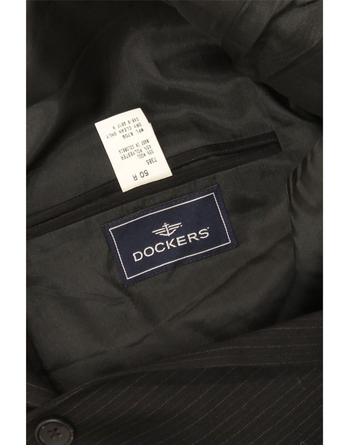 Dockers Herren-Blazer mit 2 Knöpfen, IT 50, groß, schwarze Nadelstreifenwolle