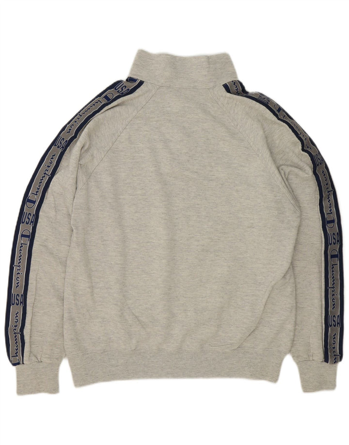 Champion Herren-Sweatshirt mit grafischem Reißverschluss, Mittelgrau, Farbblock