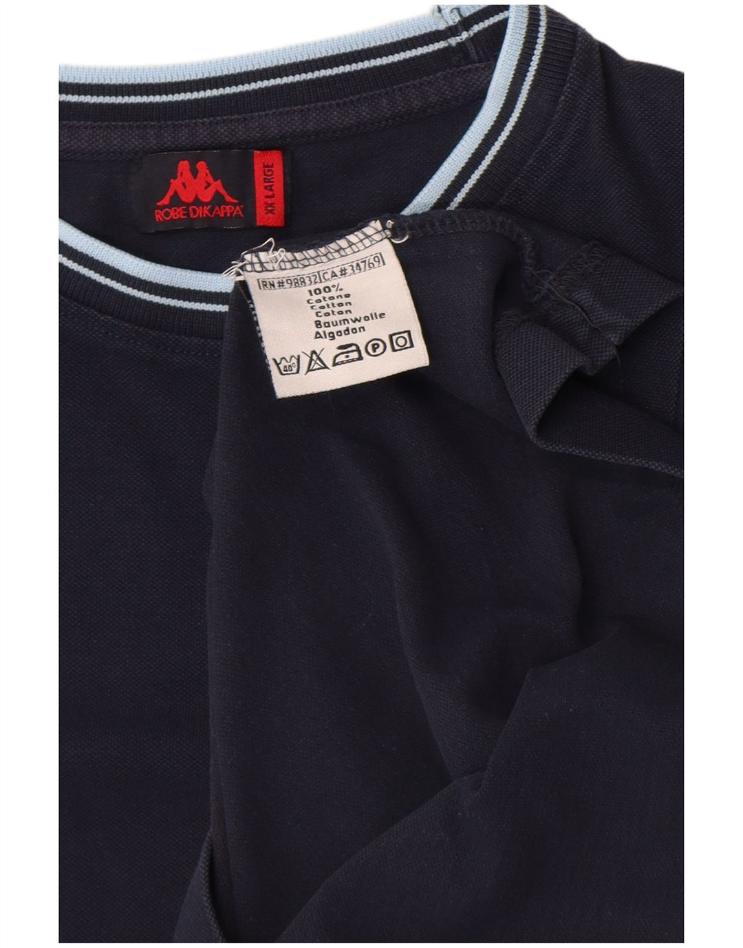 Kappa Herren T-Shirt Top 2XL Marineblau Baumwolle
