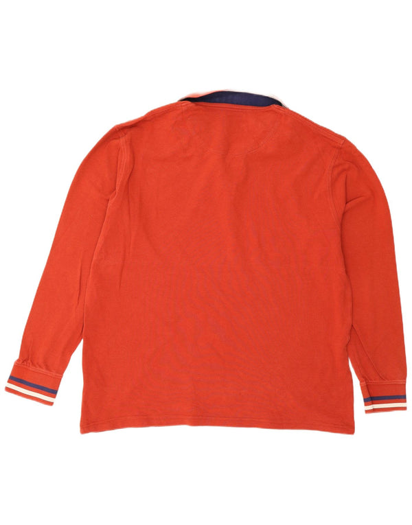 Harmont & Blaine Herren-Langarm-Poloshirt mit normaler Passform, 3XL, rot gestreift