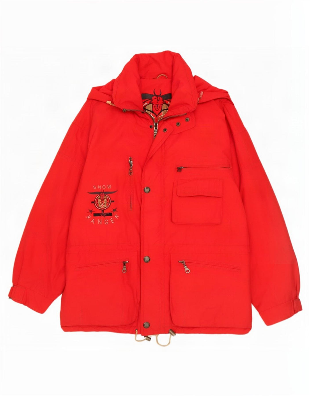 Vintage Herren Utility Jacke IT 54 2XL Rot Polyamid