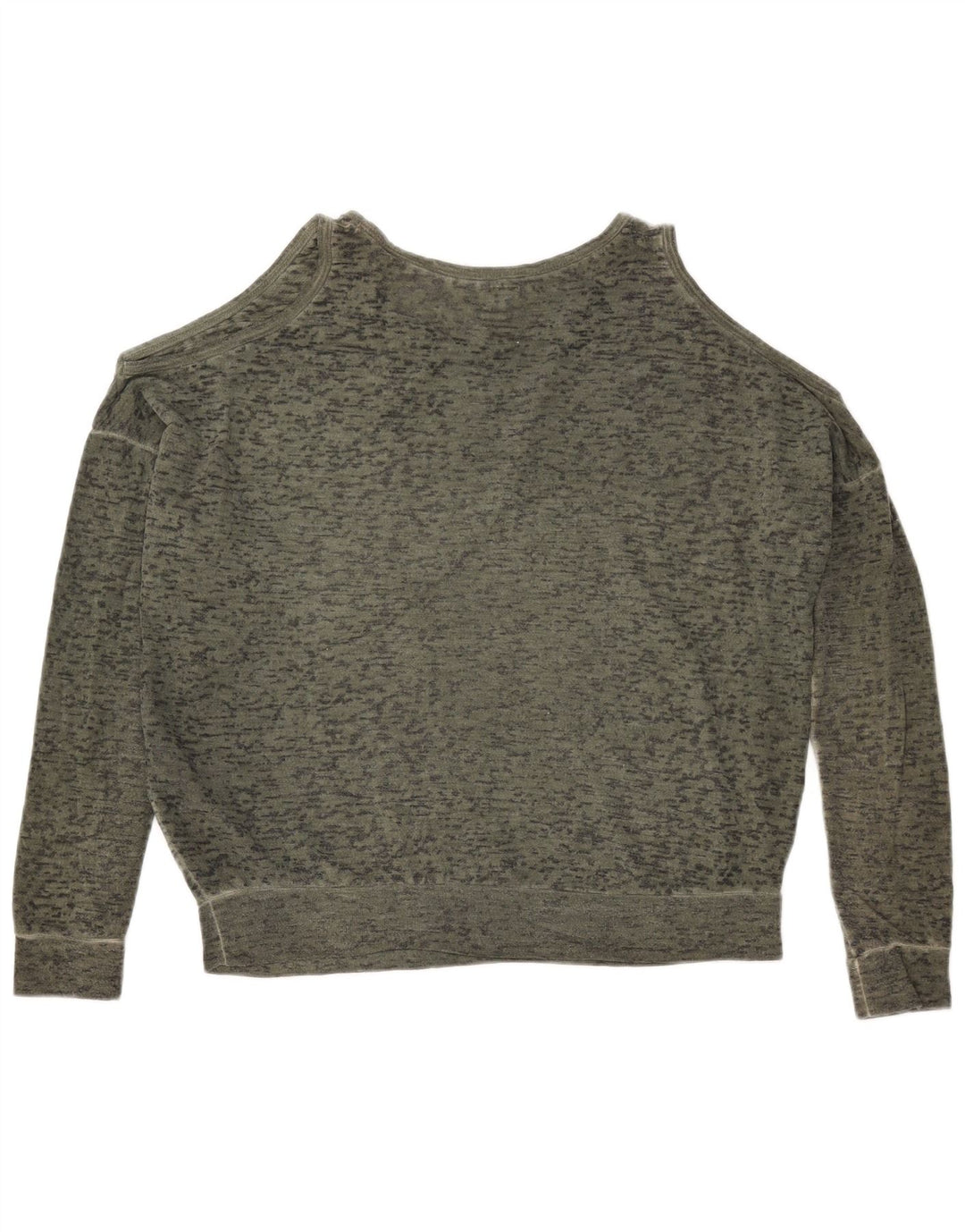 ZARA Damen Übergroßes Top Langarm UK 14 Medium Khaki Flecked