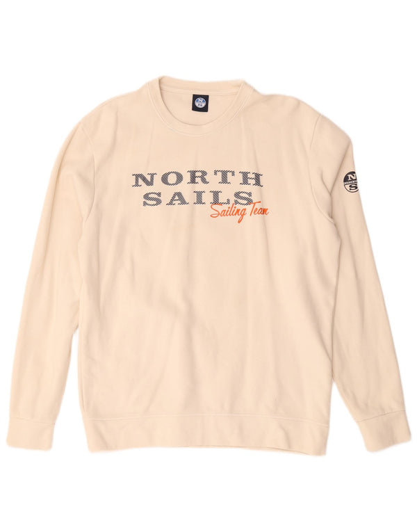 North Sails Herren-Sweatshirt mit Grafik, XL, cremefarbene Baumwolle