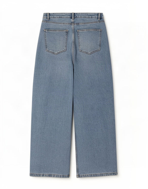 Marks & Spencer Damen-Jeans mit weitem Bein, UK 12, M, W30, L29, Blau, Baumwolle