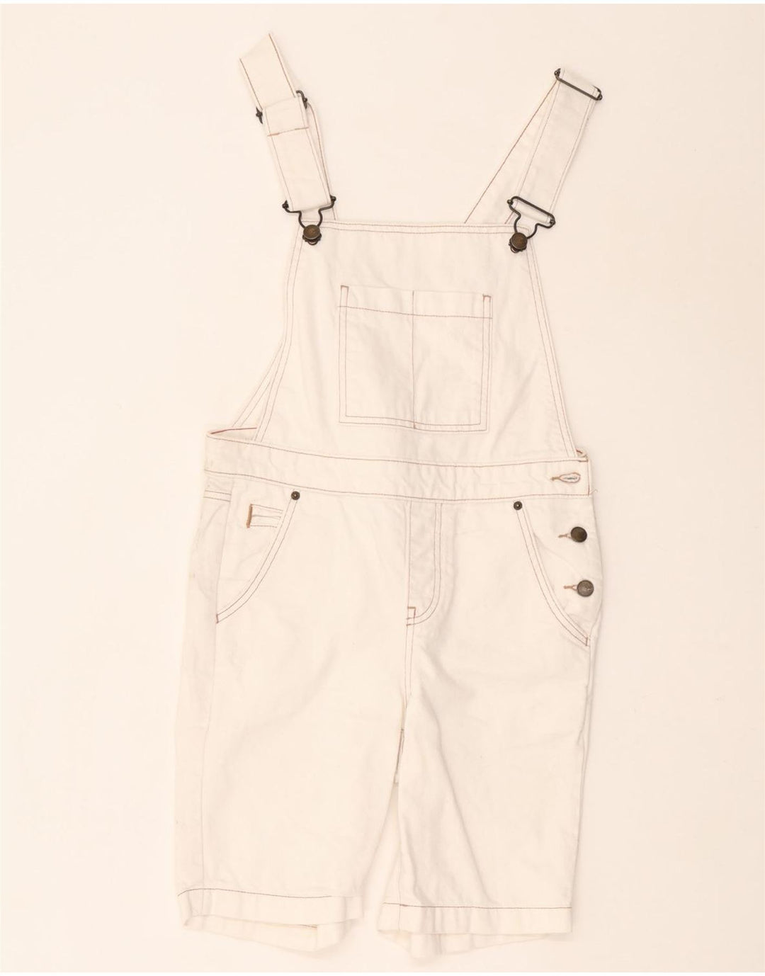 White Stuff Damen Latzhose Shorts UK 8 Small W30 Weiße Baumwolle