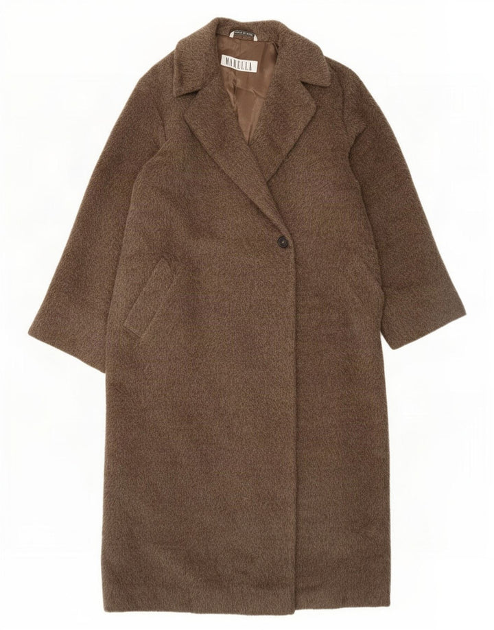 Marella Damen Übergroßer Mantel UK 10 Small Braune Schurwolle