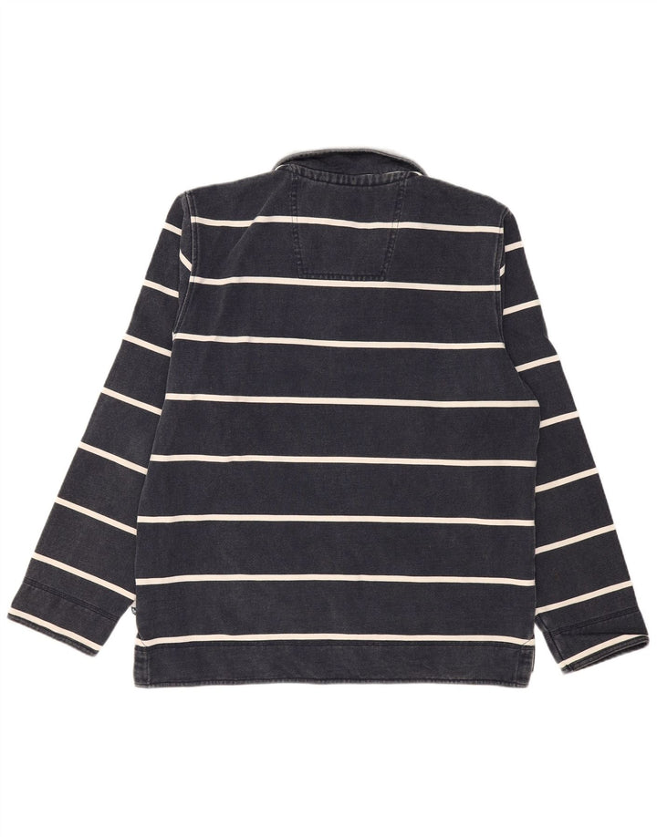 CREW CLOTHING Herren-Sweatshirt mit Reißverschluss am Hals, groß, Marineblau gestreift