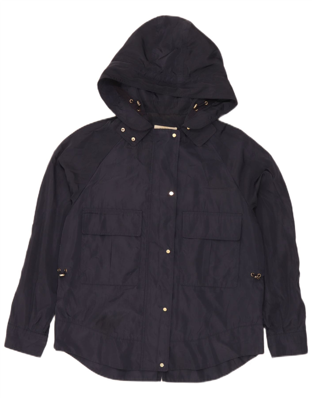 Zara Damen Regenjacke mit Kapuze UK 14 Medium Marineblau Polyester