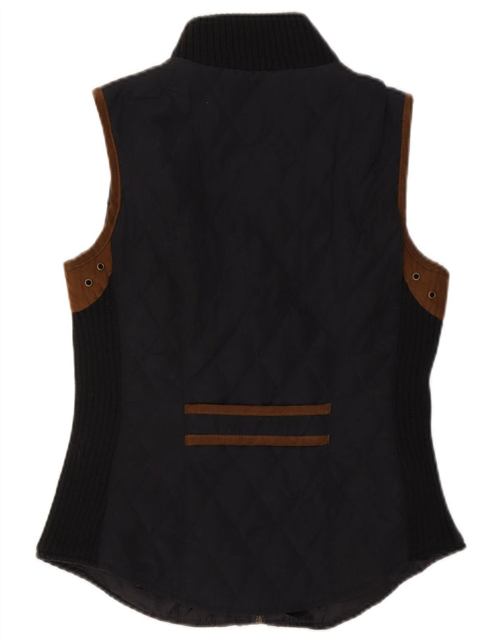 Zara Damen Steppweste UK 12 Mittelschwarzes Colourblock-Polyester