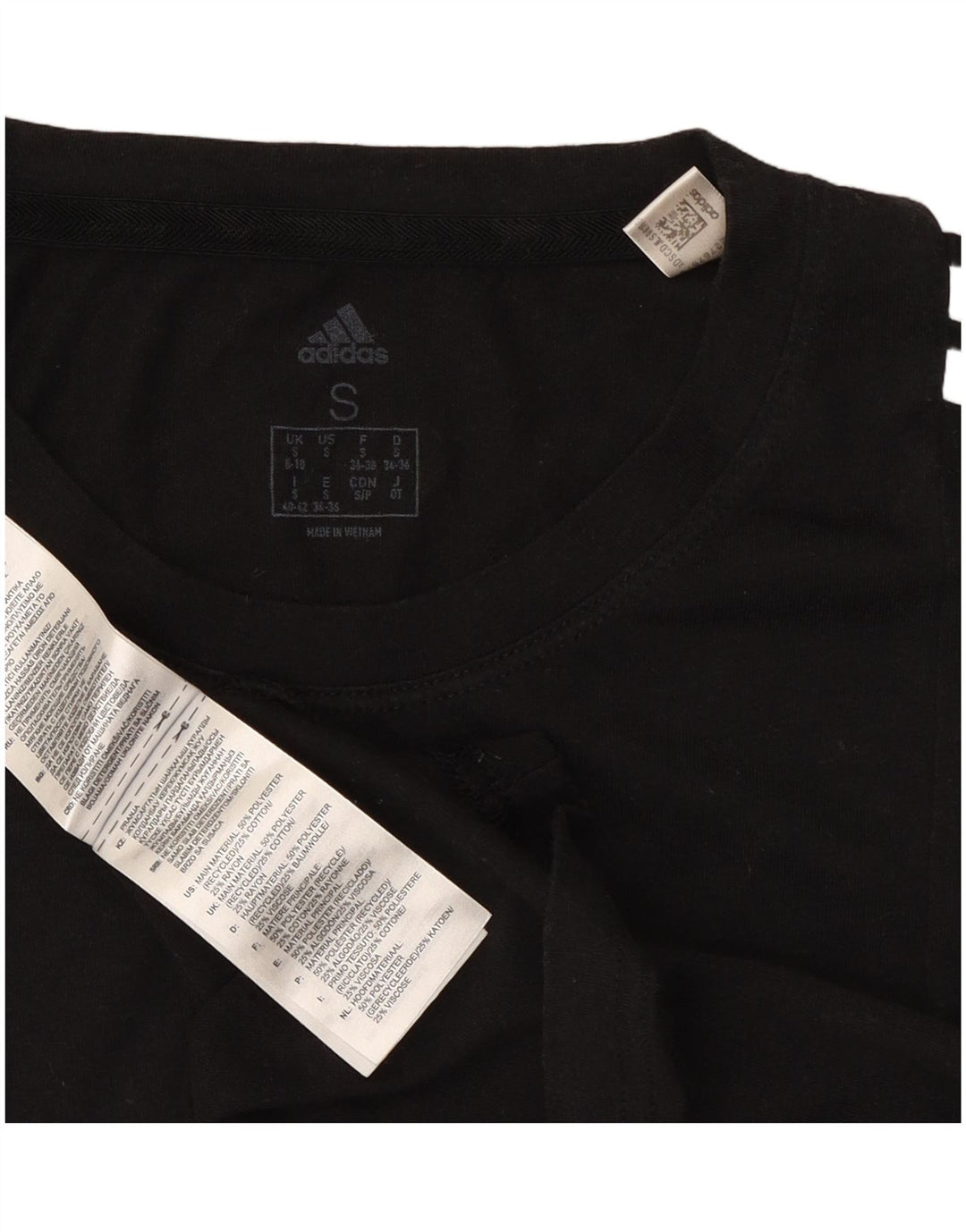 Adidas Damen T-Shirt Top UK 8/10 Small Schwarz Polyester